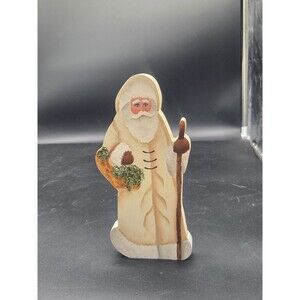 Vintage Hand Painted Wooden Old World Santa Claus Signed Hand Painted